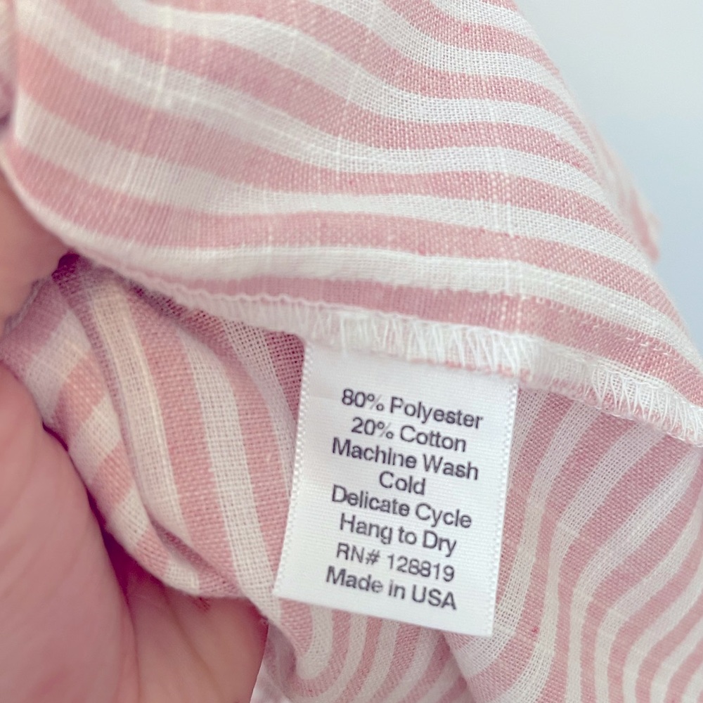 Revolve x Riller & Fount Kally Spaghetti Strap Pink & White Striped Mini XS - Picture 5 of 7